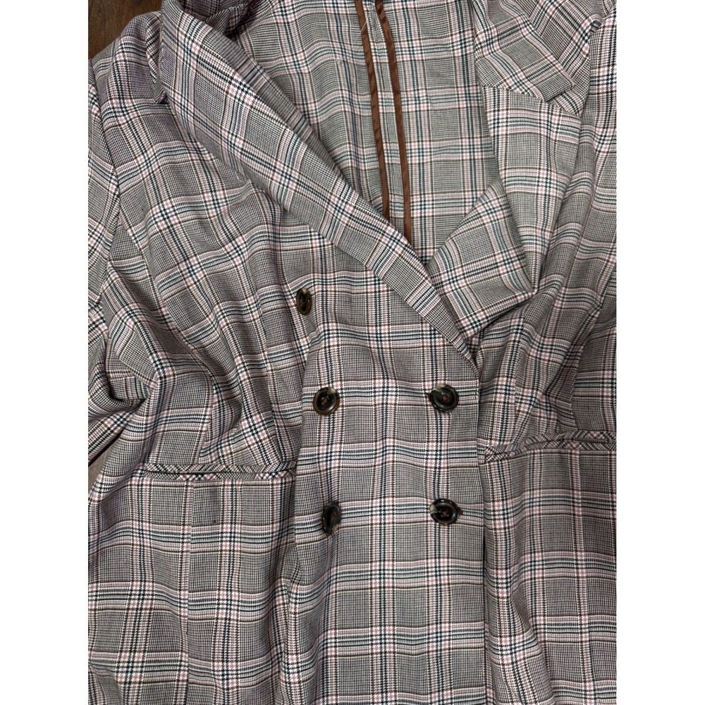 Cato Women's Plus Size 22/24W Plaid Double-Breasted Blazer dark academia staple - Picture 2 of 8